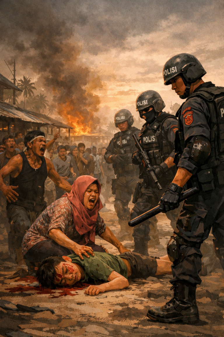 Ilustrasi pemukulan aparat (Kasus Tual)